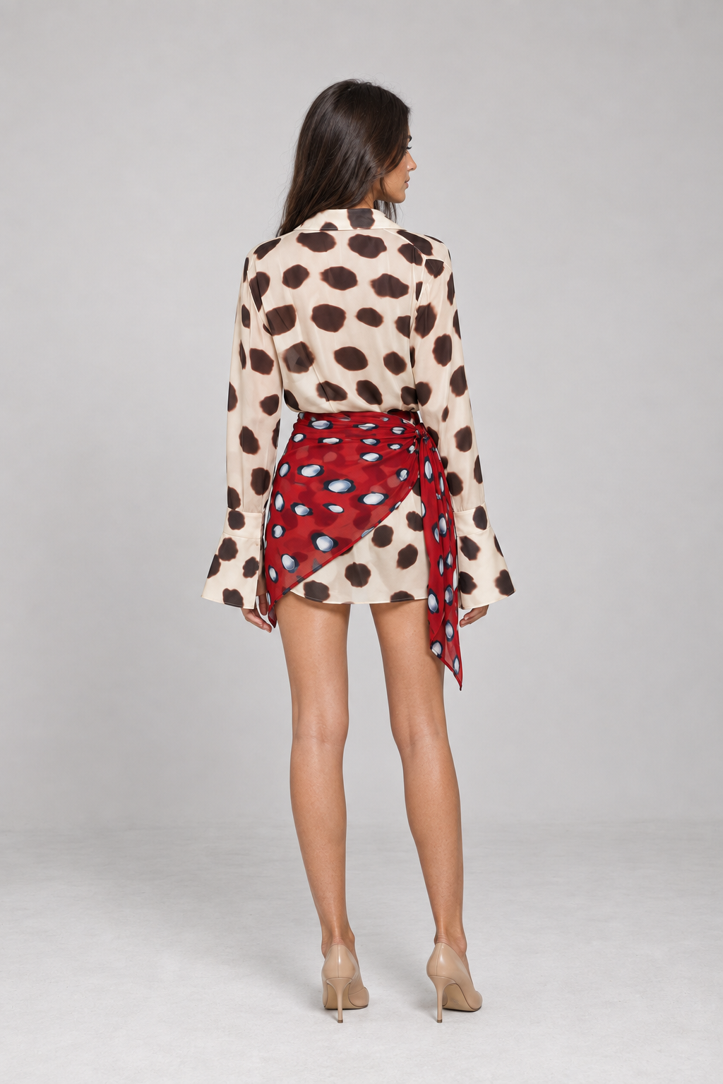 Vestido Curto Chemise Animal Print com Lenço Estampado – Isabella