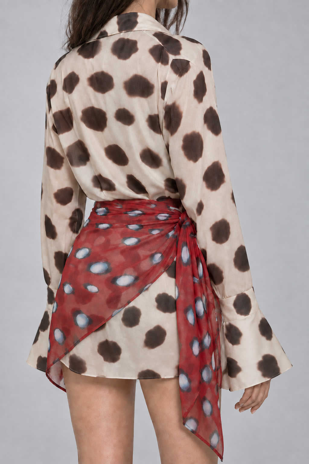 Vestido Curto Chemise Animal Print com Lenço Estampado – Isabella